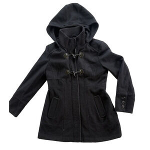 Guess Women’s Gray Wool Blend Coat Full Zip Toggle Buttons Size Large